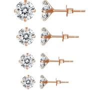 YXWYXWA Plated CZ Stud Earrings Simulated Diamond Round Cubic Zirconia Ear Stud Set(4 Pairs