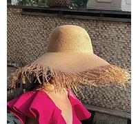 YXWYXWA Raffia Big Beach Hats for Women Wide Brim Sun Hat Ladies Hollow Breathable Summer Cool Hat