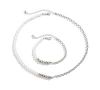 YXWYXWA Silver And Pearl Necklace Set - Alloy Jewelry with Lobster Claw Clasp for Men Accessories, 9 Inches