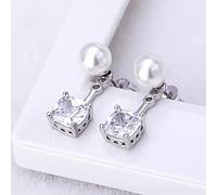 YXWYXWA Silver Crystal Pearl Stud Earrings for Women Anti Allergy Female Jewelry