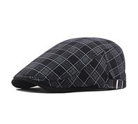 YXWYXWA Spring Cotton Square Color Plaid Tongue cap Men's Sun Protection Beret Female Personality Casual