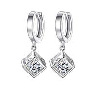 YXWYXWA Square Zircon Dangle Earrings for Women Silver Needle Jewelry Gift