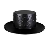 YXWYXWA Steampunk Leather Plague Doctor Hat Dress Up Magician Black Top Hat for Costume Props Cosplay Party