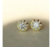 YXWYXWA Sterling Silver Flower Earrings for Women Small Cubic Zirconia Zircon