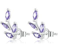 YXWYXWA Sterling Silver Jewelry,925 silver sterling Tiny Leaf Ear Climbers Purple Crawler Cuff Stud Jacket Earrings for Women girls Silver sterling Branch or Crasy Flower Earrings for women Teen Girls