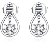 YXWYXWA Sterling Silver Jewelry, s925 Sterling Silver Small Diamond Earrings 925 Solid Silver Creative Temperament Earrings