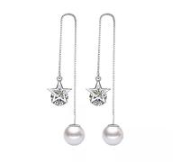 YXWYXWA Sterling Silver Pearl Zircon Dangle Drop Earrings for Women Long Chain Ear Line Earring