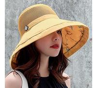 YXWYXWA Summer Big Wide Brim Flower for Women Mesh Beach Hat Female Net Foldable s Lady's Bucket Hat