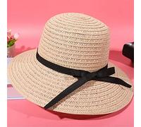 YXWYXWA Women Hat Summer Ribbon Bowknot Wide Brim Outdoor Sun Hats Foldable Floppy Panama Ladies Beach cap