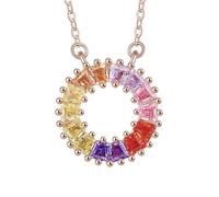 YXWYXWA Womens 925 Sterling Silver Necklace, Vintage Necklace Rose Gold Circle Pendant Necklaces Trapezoid Shape Cubic Zirconia Jewelry Trendy Gift