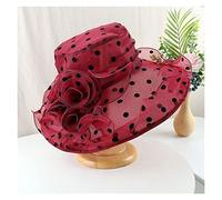 YXWYXWA Women's Hat Female Summer Large Along Yarn Hat Polka DOT Floral Organza Roll Edge
