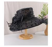 YXWYXWA Women's Hat Female Summer Large Along Yarn Hat Polka DOT Floral Organza Roll Edge