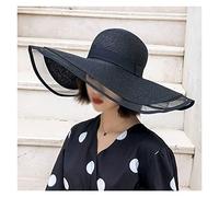 YXWYXWA Women's Sun Hat Wide Brim Floppy Hat Big Brim Hat Beach Hat Ribbon Brim Black