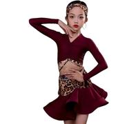 YXYjLb Vestito Da Ballo Latino For Ragazze Vestito A Maniche Lunghe For Bambini Abiti Da Competizione For Sala Da Ballo Latino ChaCha Rumba Samba Costumi Da Pratica(170)