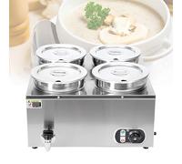 YXYLJOZ Scalda-zuppe Elettrico da 7 Litri, bagnomaria Professionale da 1500 W con Rubinetto, Temperatura Regolabile da 30 a 85 °C, Ideale per zuppe, Formaggi, marmellate e Caramello. (7l X 4 110V)