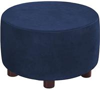 YXZN Copri Pouf Rotondo Elasticizzato Fodera per ottomana in Velluto Fodera per Poggiapiedi Fodera per Pouf Rotondo Copertura per Poggiapiedi (Color : Dark Blue, Size : X-Large)