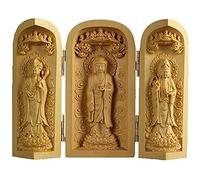 YXZN Statua di Buddha Intaglio del Legno di Buddha Statua di Buddha Sankai Mini Buddha Amida Suprema Kannon Santuario Mamoru Honjo Figurine Prega Male