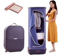 YXZYFPP Asciugatrice Automatica, Asciugatrice Portatile Pieghevole per la Casa da 800 W, con Timer da 180 Minuti, Portasciugamani Incorporato, Asciugatrice per Appartamenti