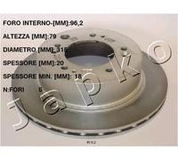 YY DISCO FRENO POST. KIA SORENTO I 2.4 - 2.5 CRDI - 3.3 V6 - 3.5 V6 JAPKO 61K12