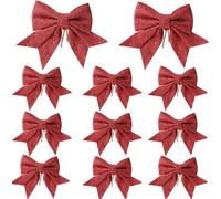 YY-JUNYING 12 fiocchi rossi di Natale con glitter per albero di Natale per feste di famiglia, decorazione per Natale, vacanze, matrimoni, celebrazioni
