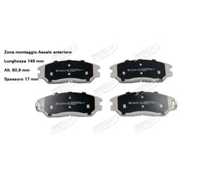 YY KIT PASTIGLIE FRENO ANT. PER SSANGYONG PER HYUNDAI PER KIA JAPKO 50S1