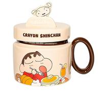 YY Shin-chan - Tazza in ceramica a forma di tazza per acqua, latte, tè, ufficio, tazza per latte, caffè, tè (può essere utilizzata come supporto per telefono) (marrone)