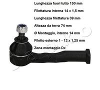 YY TESTA BARRA D'ACCOPPIAMENTO ANT. DX KIA CARNIVAL I 2.9TD/2.9CRD JAPKO 111K93R