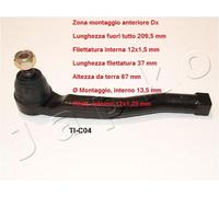 YY TESTA BARRA D'ACCOPPIAMENTO ANT. DX PER CHEVROLET KALOS - AVEO JAPKO 111C03R