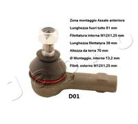 YY TESTA BARRA D'ACCOPPIAMENTO ANT. PER CHEVROLET SPARK 1.0/1.2 JAPKO 111D01