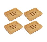 YYALYYON Portasapone in bambù, per Cucina Bagno Ecologica Durevole e di Alta Qualità, con Eccellente Ventilazione di Drenaggio, Set di 4