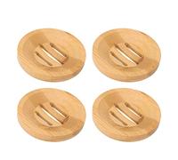 YYALYYON Portasapone in bambù, per Cucina Domestica, Bagno, Scolapiatti con Design a Grana Delicata, Set 4 Pezzi per un Uso Durevole