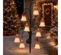 YYALYYON Solar Christmas Garden Stake Lights, 9 LED Outdoor Yard Decor | Nine warm LED character lights with solar charging for lawns, paths, porches and festive displays(Color B)