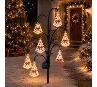 YYALYYON Solar Christmas Garden Stake Lights, 9 LED Outdoor Yard Decor | Nine warm LED character lights with solar charging for lawns, paths, porches and festive displays(Color C)