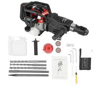 YyanLAK Martello Demolitore a Benzina 32.6CC 2 Stroke, Percussione e Scalpello 1200 W, Trapano per Calcestruzzo Con 3 Punte, 1 Cassetta Degli Attrezzi