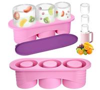 YYAQZD Ice Cube Tray for Stanley Cup, Vassoio per Cubetti di Ghiaccio a 3 Cilindri Cavi, Stampi Ghiaccio per Stanley in Silicone con Coperchio, per Cocktail, Whisky, Succhi di Frutta (Viola)