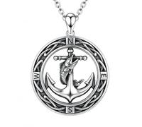 YYB Collana da uomo con ciondolo a forma di ancora, nodo celtico, ancora, spigola, pesce, corna di cervo, corna di cervo, anatra, per uomo, nautico, cristiano, caccia, gioielli regalo per uomo, 25mm