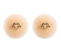 YYBFD Copricapezzoli in silicone stile piercing chic, anello dell'amore a doppio anello con zirconi, petalo per il seno in silicone con borchie, gioielli, copricapezzoli per rave, per feste, H