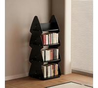 YYBHKHBY Libreria Girevole 360° in Legno,Moderna Libreria Verticale 4 Ripiani,Libreria A Forma Di Pino,Scaffalatura Per Soggiorno Camera Da Letto Ufficio Cameretta Dei Bambini,Nero,45x46.4x120cm