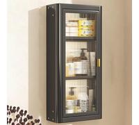 YYBHKHBY Mensola da Bagno in Metallo da Appendere, Armadietto da Parete Bianco,Scaffale Due Ripiani per Il Bagno,Pensile Armadio da Cucina Dispensa per Bagno Cucina Lavanderia,Black 1,30cm