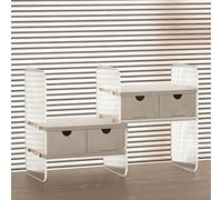 YYBHKHBY Organizer Da Scrivania Espandibile,Organizer Da Scrivania Per Libri,Scaffale Espositivo Regolabile in Legno Con Pannello Laterale in Acrilico,Scaffale Da Ufficio,Bianca,48x31x20cm