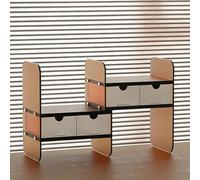 YYBHKHBY Organizer Da Scrivania Espandibile,Organizer Da Scrivania Per Libri,Scaffale Espositivo Regolabile in Legno Con Pannello Laterale in Acrilico,Scaffale Da Ufficio,Black a,48x31x20cm