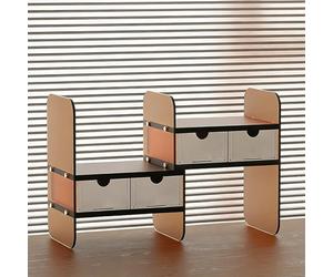 YYBHKHBY Organizer Da Scrivania Espandibile,Organizer Da Scrivania Per Libri,Scaffale Espositivo Regolabile in Legno Con Pannello Laterale in Acrilico,Scaffale Da Ufficio,Black a,48x31x20cm