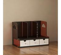 YYBHKHBY Semplice Libreria Verticale Da Scrivania,Espositore Da Tavolo Compatto,Libreries Angolari Con Cassetti,Espositori Da Scrivania in Legno A Più Ripiani,Nero,36.5x26.5x21cm