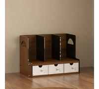 YYBHKHBY Semplice Libreria Verticale Da Scrivania,Espositore Da Tavolo Compatto,Libreries Angolari Con Cassetti,Espositori Da Scrivania in Legno A Più Ripiani,Walnut,36.5x26.5x21cm