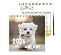 yybng Calendario Cani 2026-2027 - Calendario Da Scrivania Mensile,Planning Con Griglia Grande Per Casa Ufficio Aula Agenda Familiare Attività