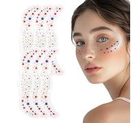 yybng Lentiggini Glitter,Adesivi Trucco Impermeabili - 6 Pezzi Lentiggini Glitter Impermeabili e Adatte alla Pelle con Stelle e Cuori per Festival di Costumi Spettacoli su Palco e Raduni