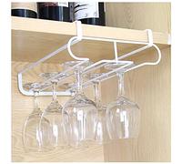 YYC 27.6cm Portabicchieri da Vino sotto Il Mobile-Organizer in Metallo,2 File Senza Foratura Porta Calici per Bar Cucina Ristorante,per 8 Bicchiere di Vino(Bianco)