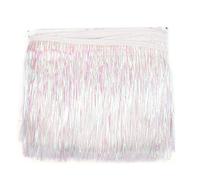 YYCRAFT 25,4 cm di larghezza orpelli frange orpelli Trim orpelli ghirlanda danza costume frange finitura lucida effetto lamina decorazione festa (5 m, bianco)