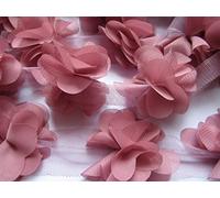 YYCRAFT - Nastro in pizzo con fiore in chiffon da 5 cm, accessori per capelli fai da te (3,7 m) Rosa