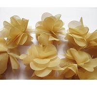 YYCRAFT - Nastro in pizzo con fiore in chiffon da 5 cm, accessori per capelli fai da te (3,7 m) Tan